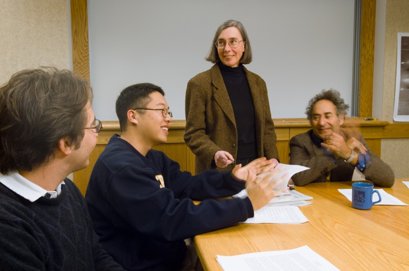 A female professor leads a first-year writing class