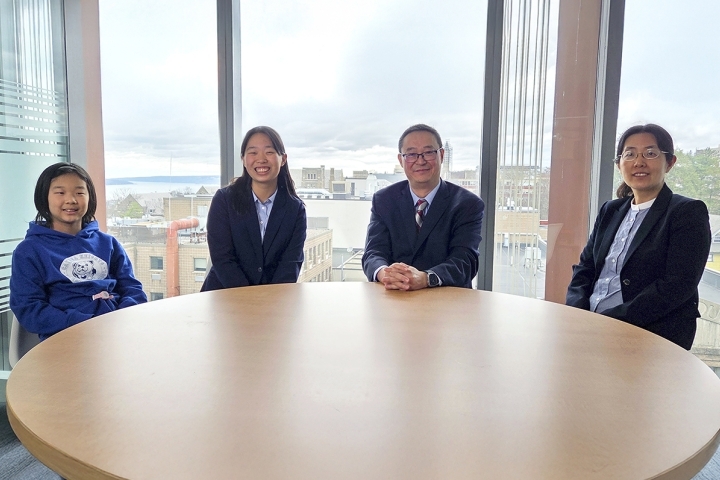 From left, Christine, Cornelia and Mao Ye, and Xi Yang