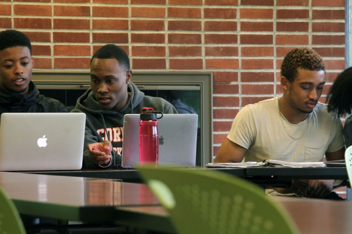 Students working at computers