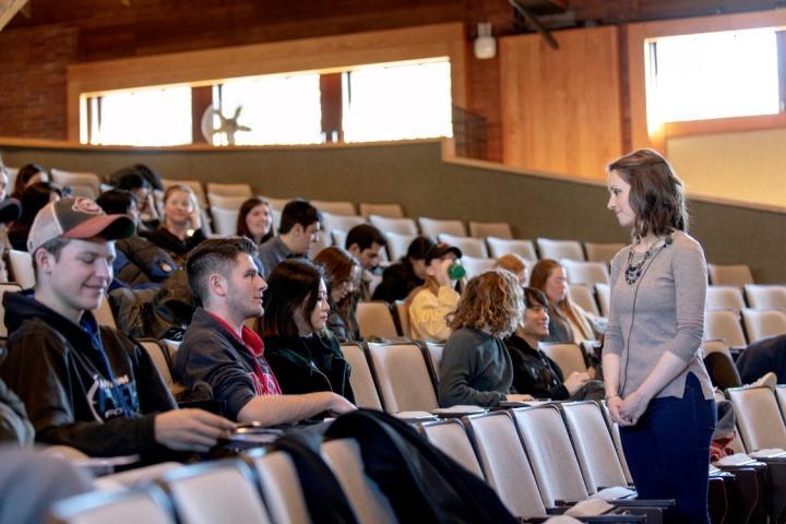 Instructor talking to a class