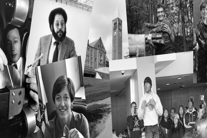Collage of historical photos of Cornell faculty