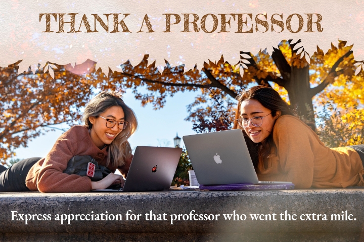 Two students studying in fall semester