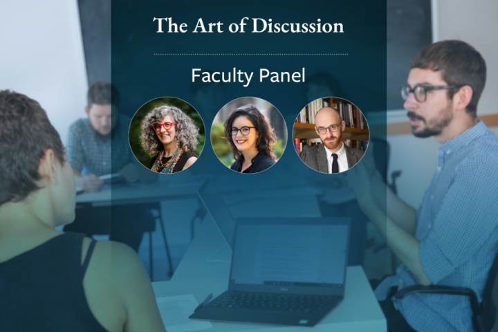 decorative image of three faculty panelists photos